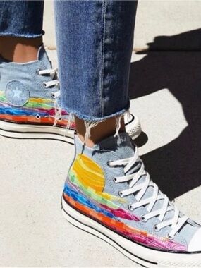 New Converse Mara Hoffman High-Top  Sneakers with Rainbow Sunset Embroidery